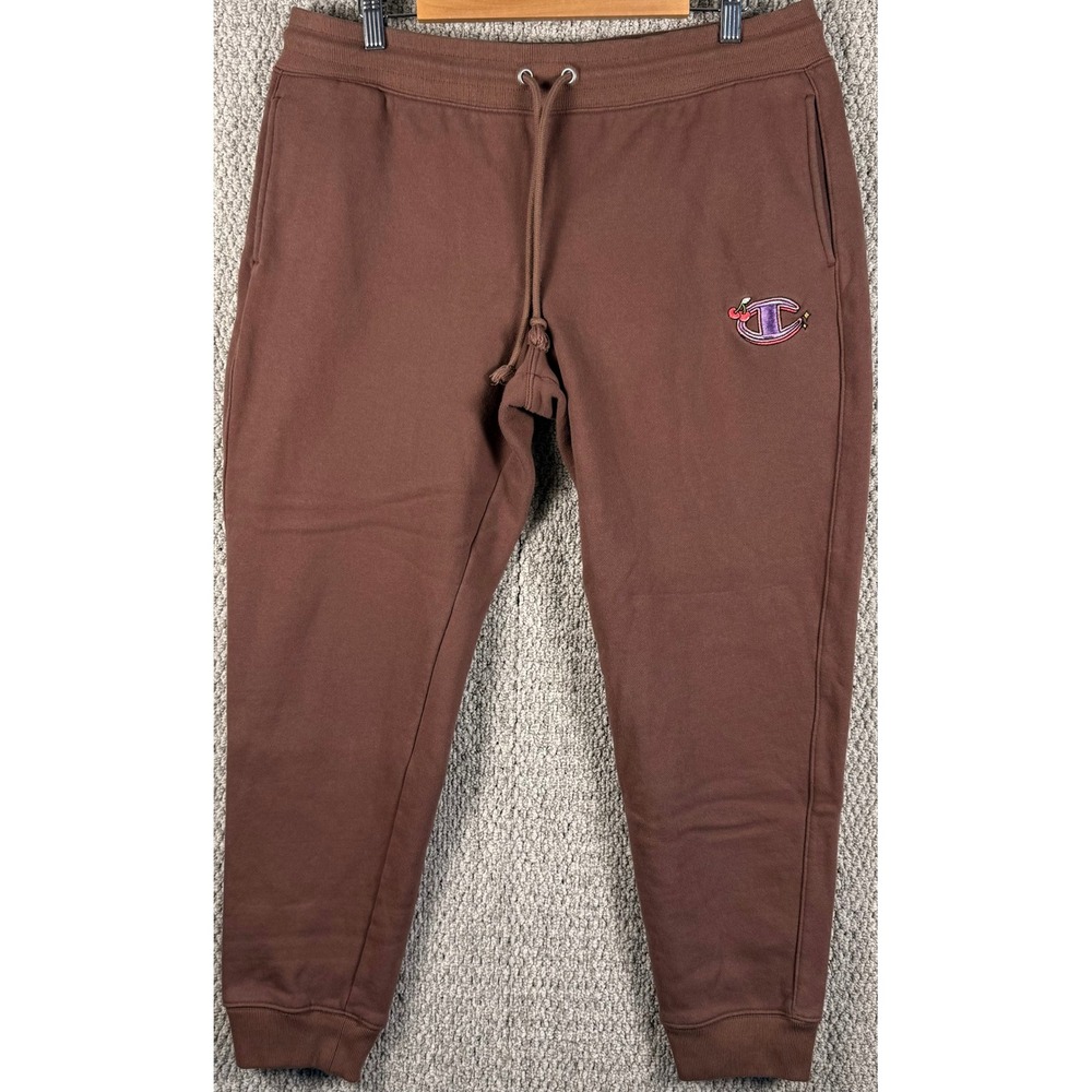 Champion x KNC Beauty Reverse Weave Brown Cherry Bling Rhinestone Joggers XL